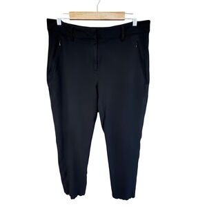 Talbots Womens Black Scalloped Hem Ankle Pants Size 14 Tapered Side Zip Pockets